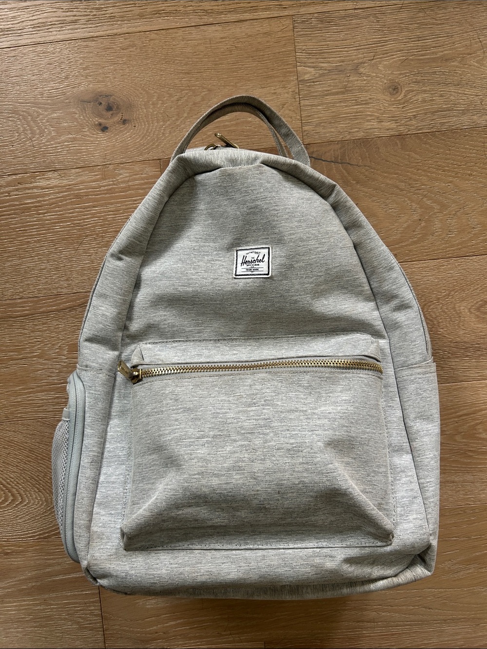 Herschel Supply Company Heather Light Gray Diaper Backpack with Gold Zipper